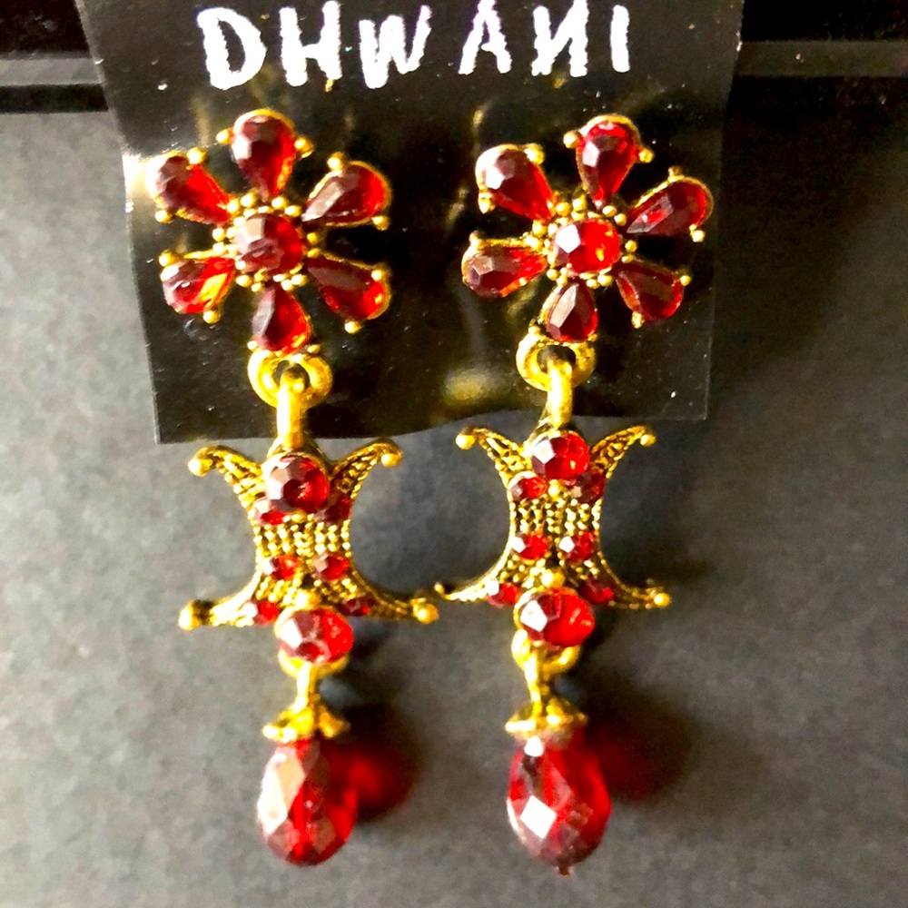 Brand new red and gold earrings